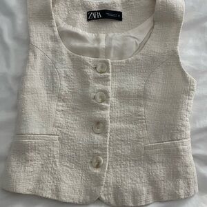 Zara Cream Textured Vest